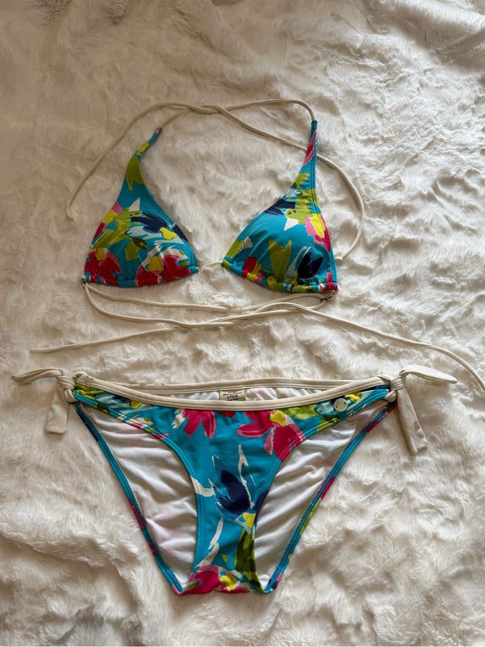 Abercrombie & Fitch Turquoise Floral String Bikini Set